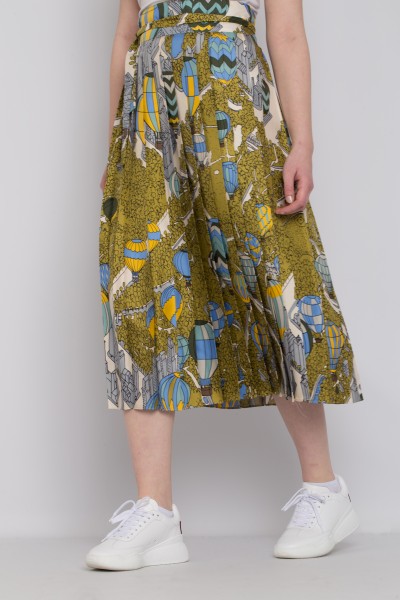 Tory Burch Silk Twill Pleated Wrap Skirt