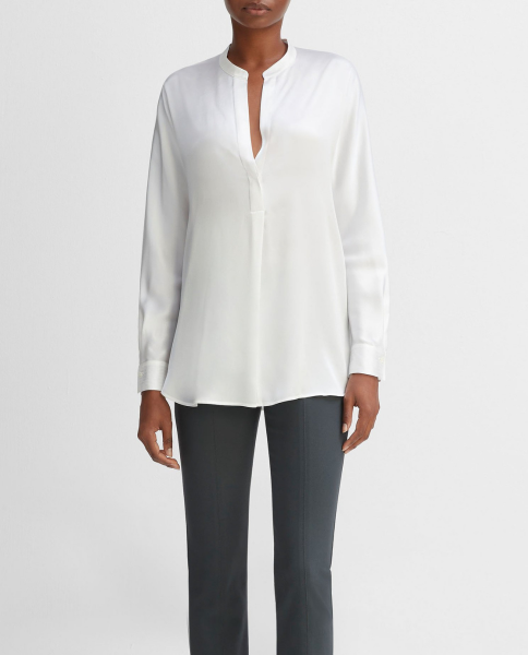 vince Bluse - BAND COLLAR BLOUSE